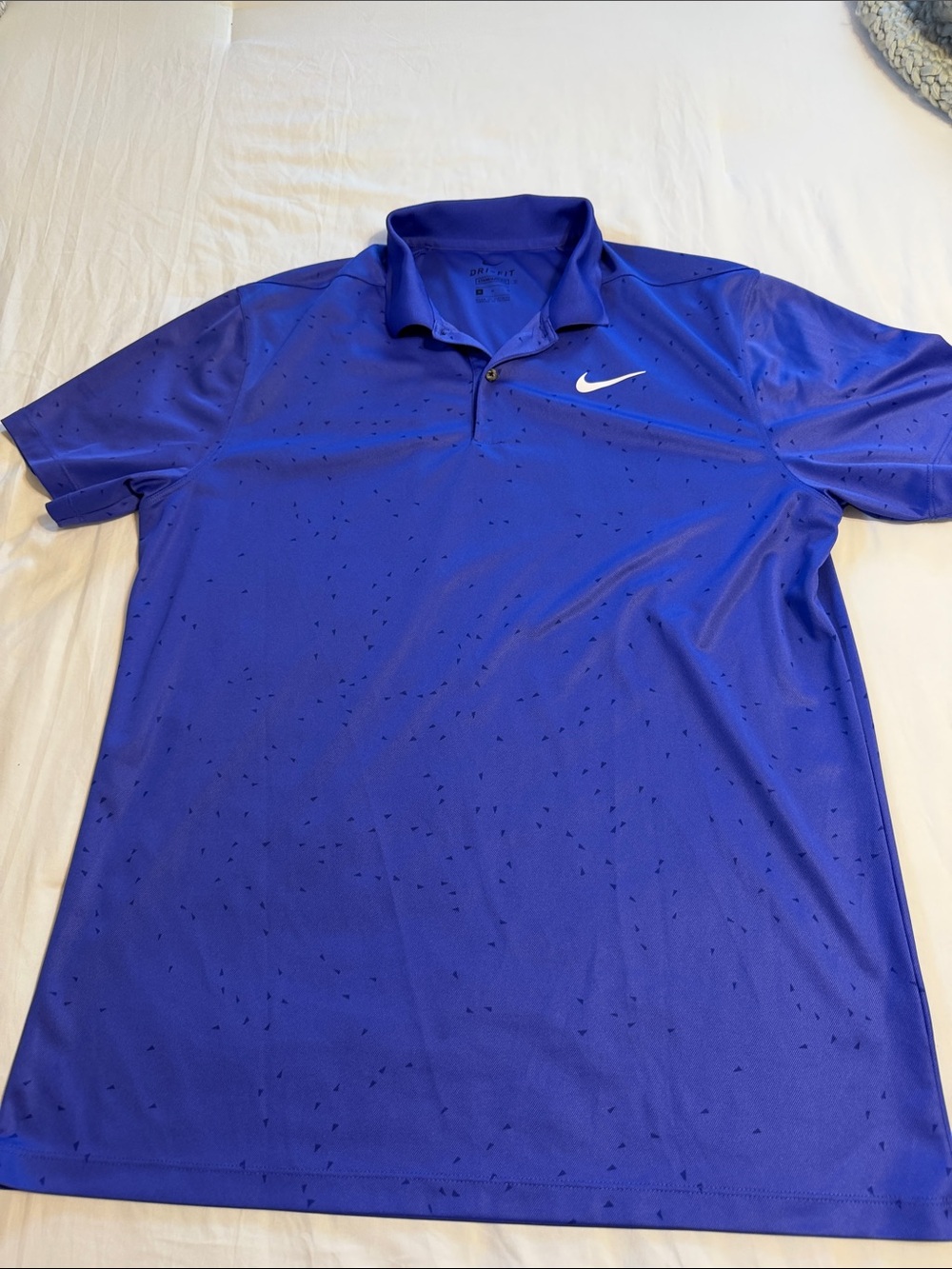 Nike Royal Blue Men's Polo with White Swoosh and fleck design